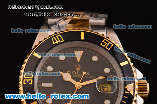 Rolex Submariner 2813 Automatic Movement Two Tone Strap with Black Bezel and Dial - Click Image to Close